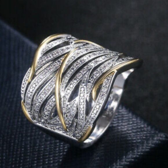 NEW 925 Sterling silver two tone ring - Picture 3 of 6